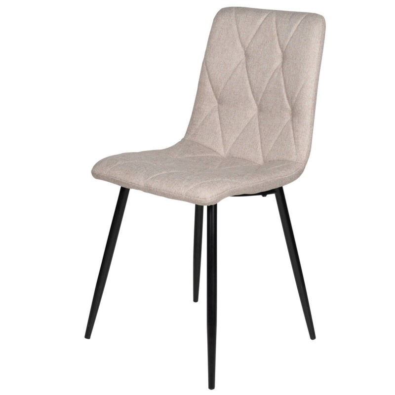 SILLA TEXTIL BEIGE OSCURO Y PATAS DE METAL NEGRO 52x60x89cm