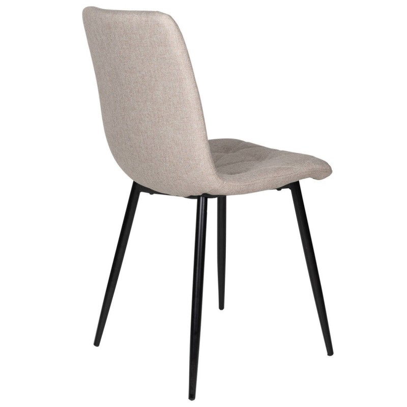 SILLA TEXTIL BEIGE OSCURO Y PATAS DE METAL NEGRO 52x60x89cm