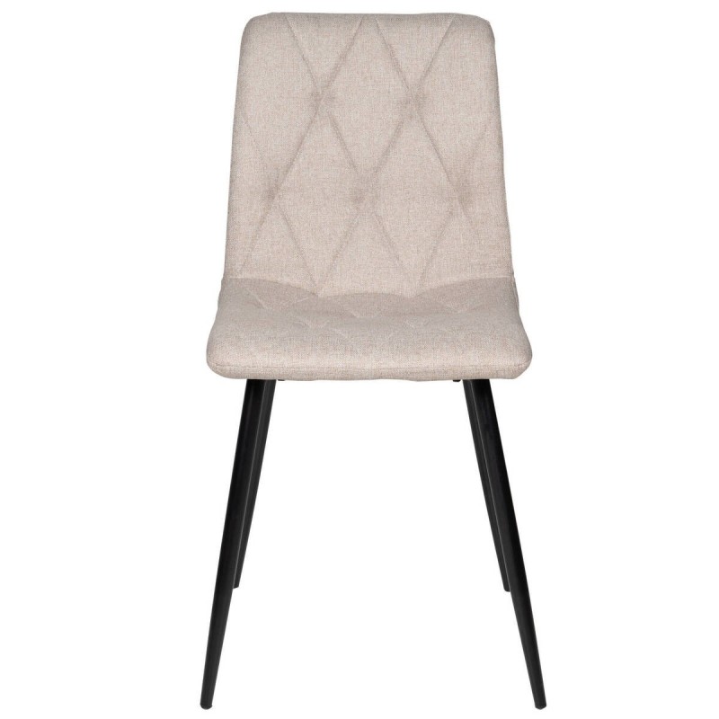 SILLA TEXTIL BEIGE OSCURO Y PATAS DE METAL NEGRO 52x60x89cm