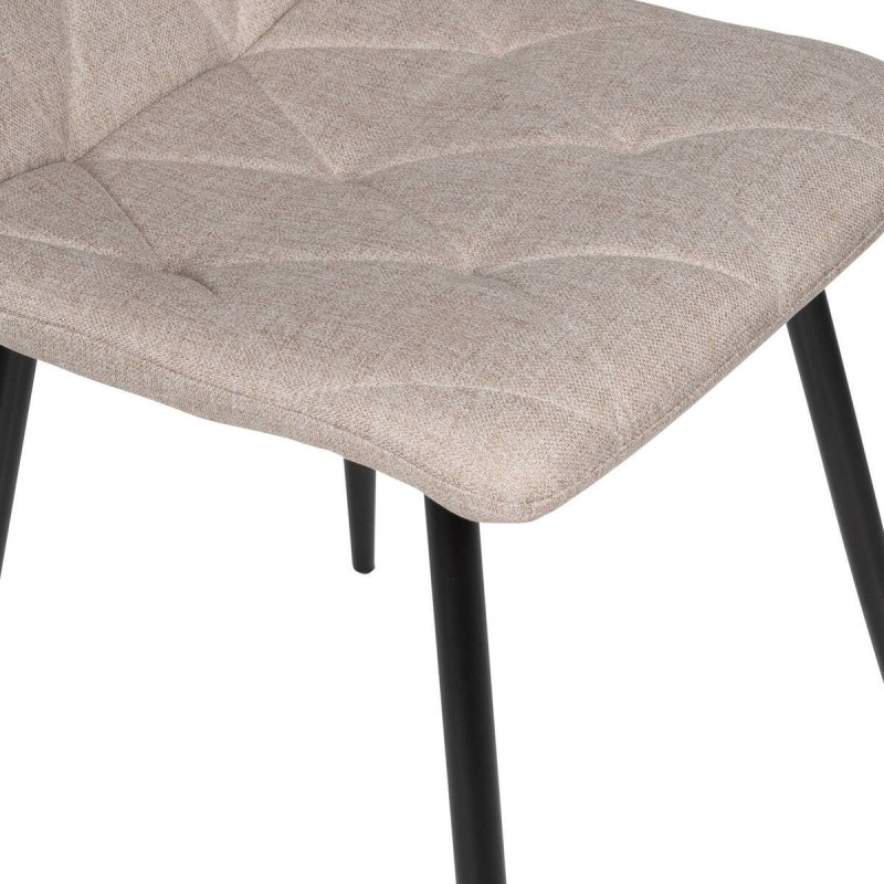 SILLA TEXTIL BEIGE OSCURO Y PATAS DE METAL NEGRO 52x60x89cm