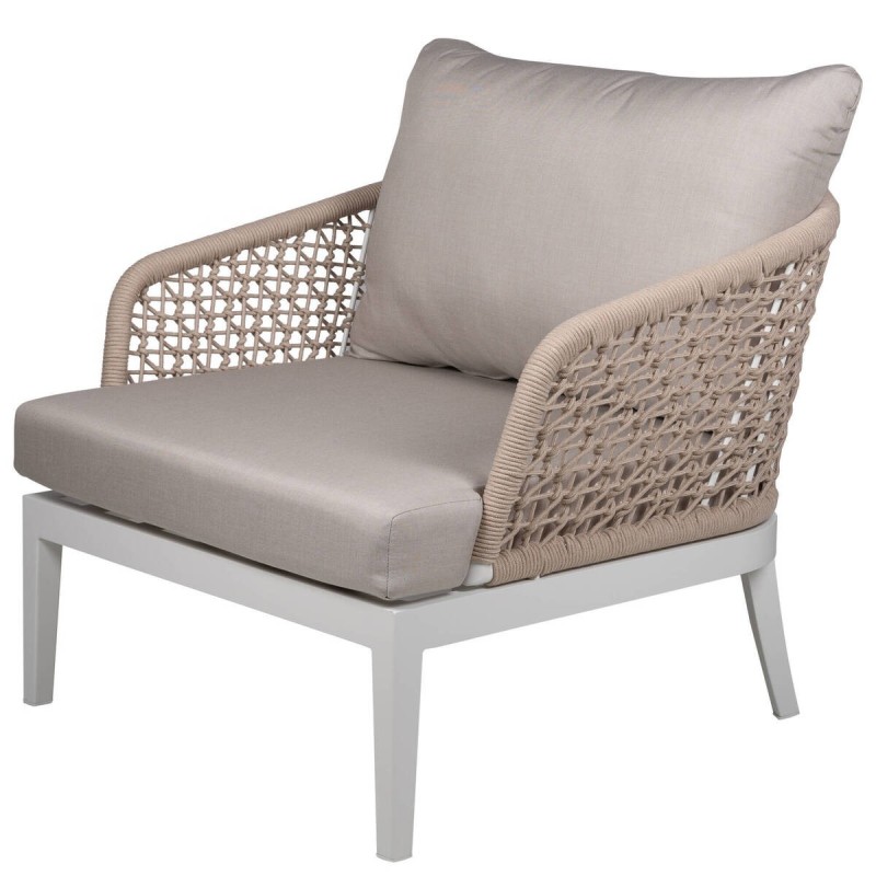 SILLÓN DE EXTERIOR DE CUERDA ENTRELAZADA Y ALUMINIO 86x86x72cm