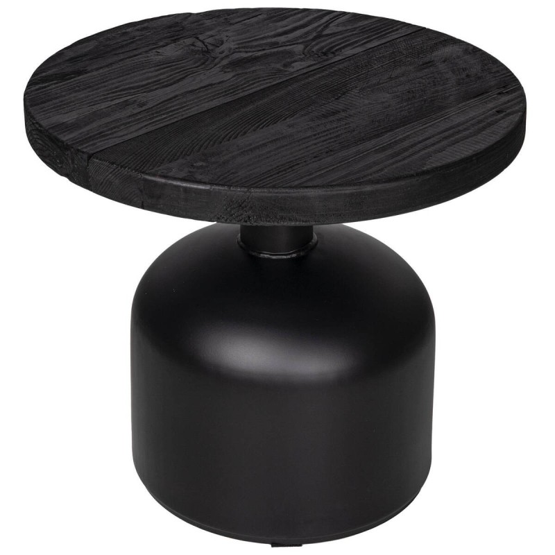 MESA DE RINCÓN DE MADERA DE PINO RECICLADO NEGRO 50x50x45cm