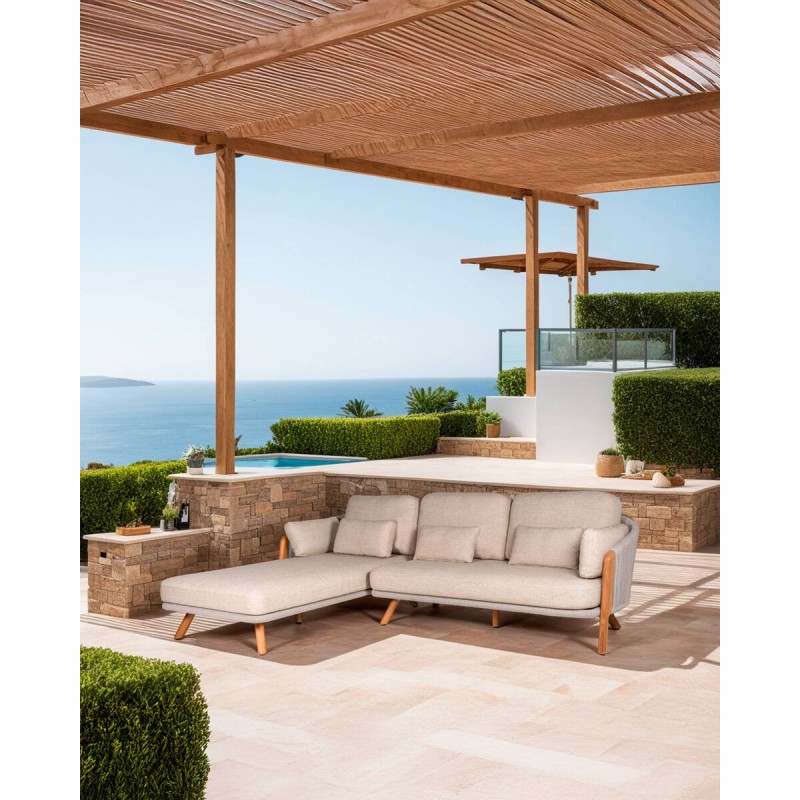 Sofá haven de exterior con chaiseloungue izquierdo y cuerda arena 259x97x87cm