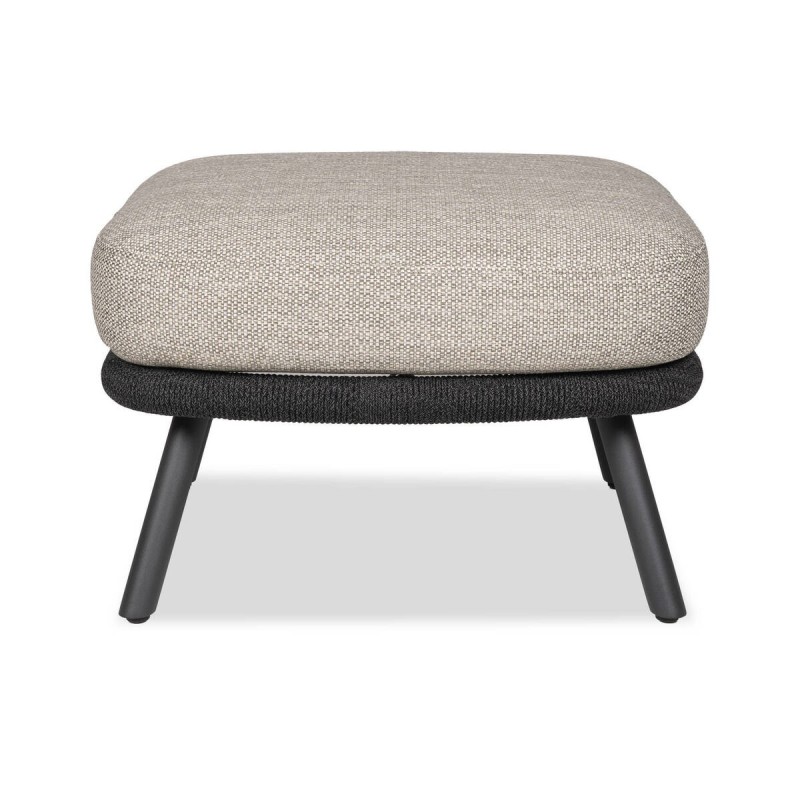 Reposapies haven de exterior de aluminio carbón y cojín gris 62x53x42cm