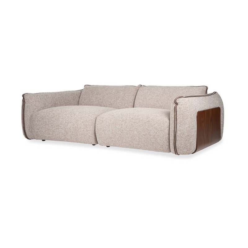 SOFÁ LINDEN 3 PLAZAS CON DETALLES DE CHAPA DE NOGAL 230x93x71cm