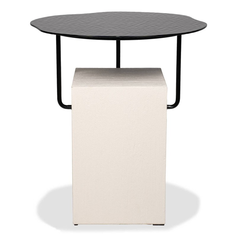 Mesa auxiliar bran de microcemento y cristal negro 50x54cm