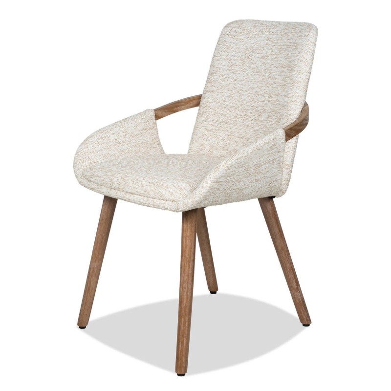 Silla de comedor Avana tapizada beige con patas de madera 54x59x82 cm