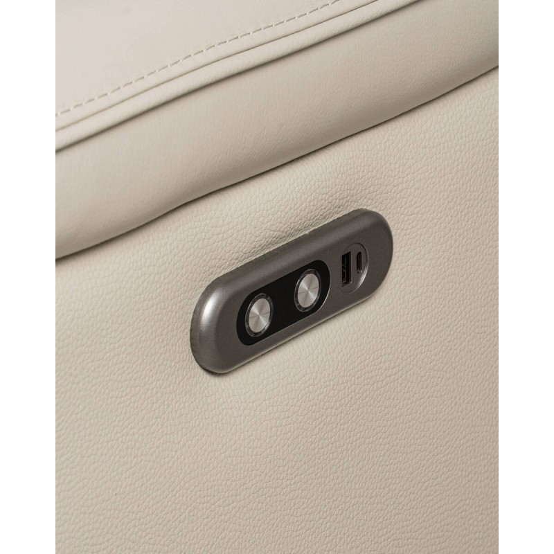 Sofá relax eléctrico 3 plazas Astor en piel beige con reposapies extensibles