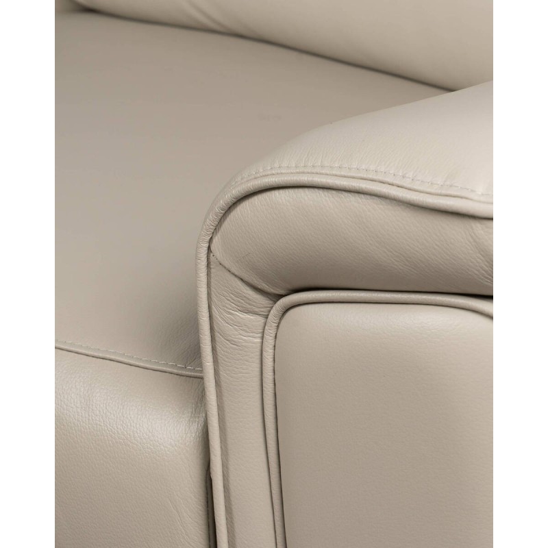 Sofá relax eléctrico 3 plazas Astor en piel beige con reposapies extensibles