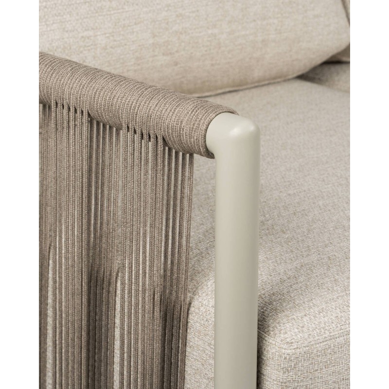 Sofá Cordelia de 3 plazas de aluminio gris seda y cuerda glacier ice 219x83x60cm