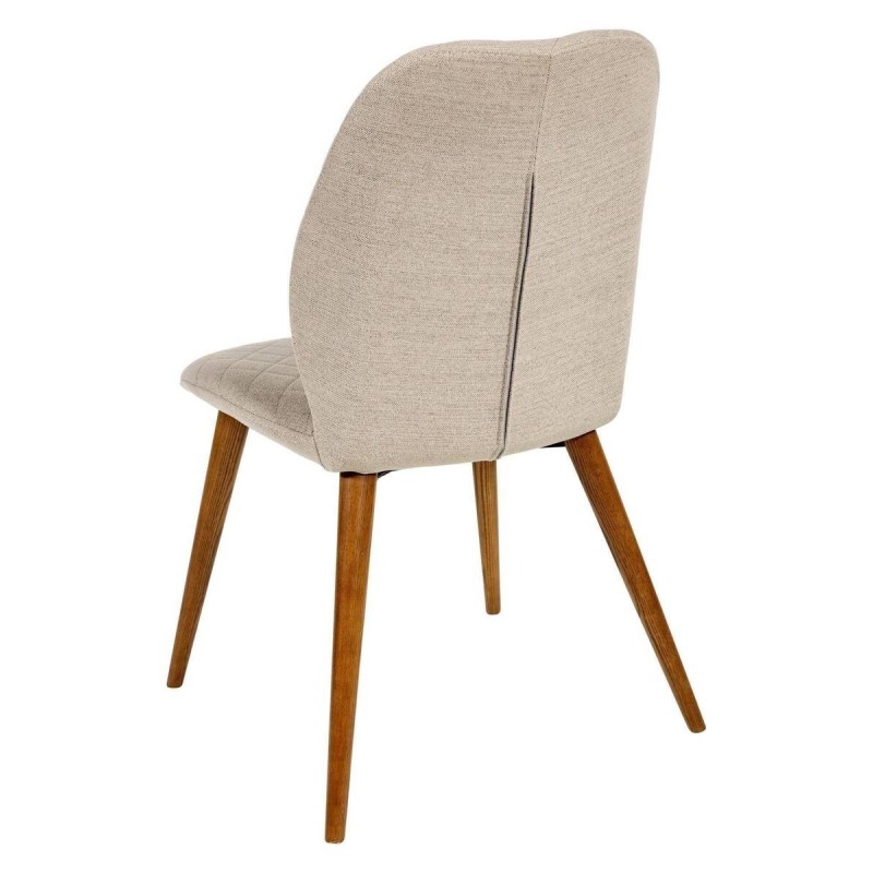 SILLA DE COMEDOR TAPIZADO BEIGE – PATAS NOGAL (52x64x91cm)
