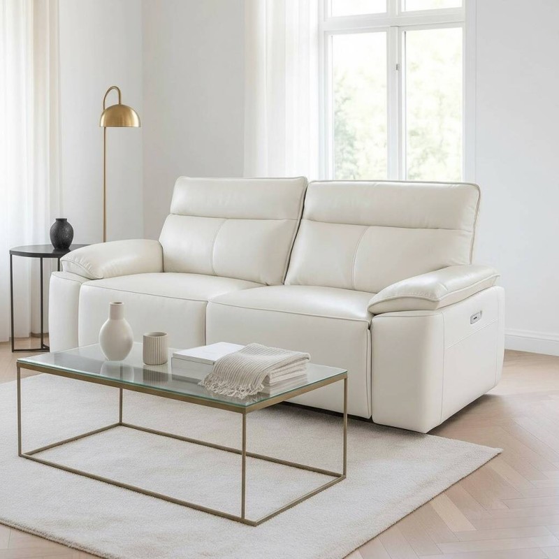 Sofa 3 plazas relax eléctrico piel blanco