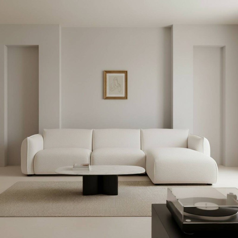 Sofá boreal de borreguillo crudo chaiselongue derecho 300x92x73cm