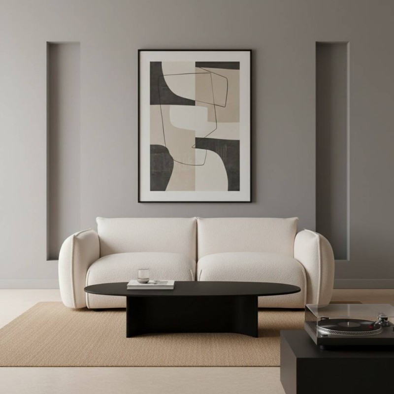 Sofá velo de borreguillo crudo 226x94x70cm