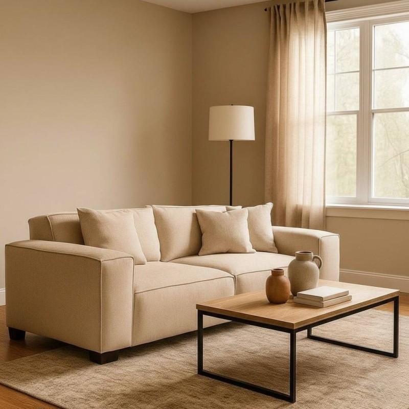 Sofá urbano 3 plazas tapizado beige 225x104x75 cm