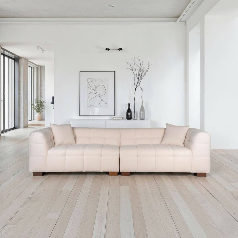 Sofá caprice 4 plazas color marfil y patas de pino 280x90x74 cm