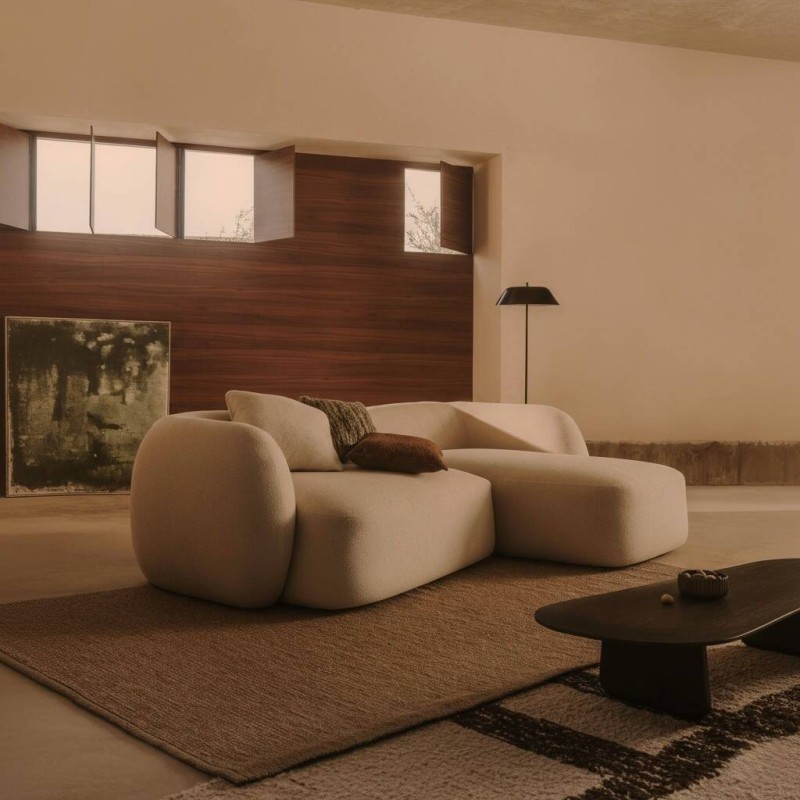 Sofá modular martina 3 plazas de chenilla chaise longue derecho crudo 287cm