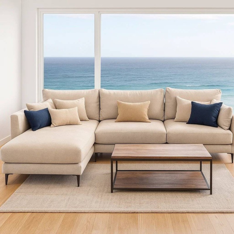 Sofá Funny chaise longue izquierdo en tela Nasera 296x92 cm