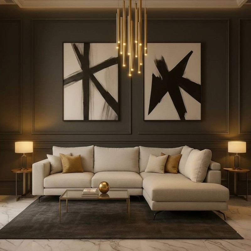 Sofá Mercury chaise longue derecho 2 módulos con cojines extras 310x215 cm