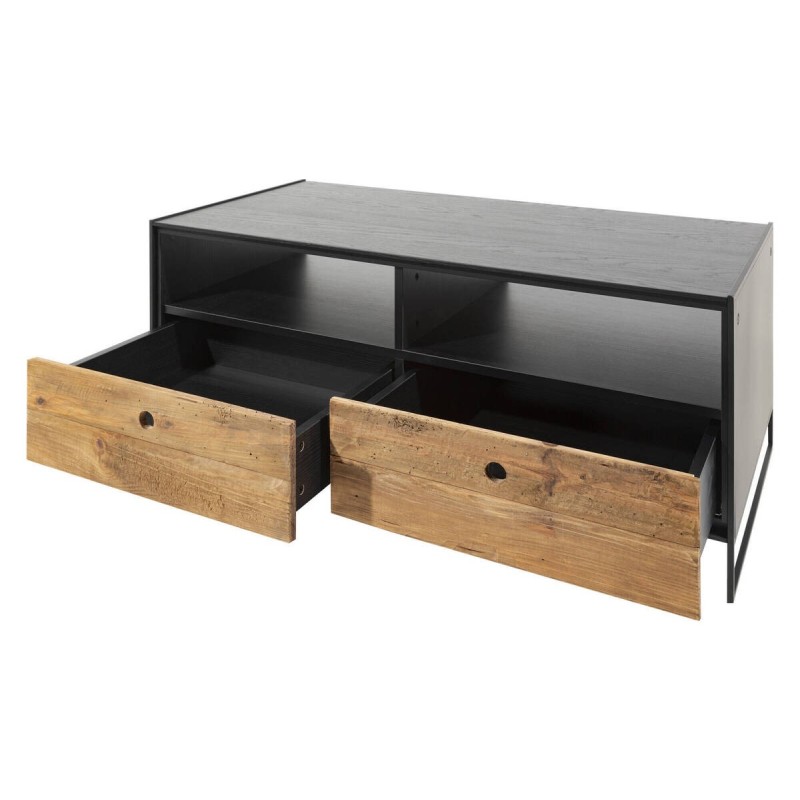 Mesa de centro estructura negra cajones madera de pino reciclado 120x60x49cm