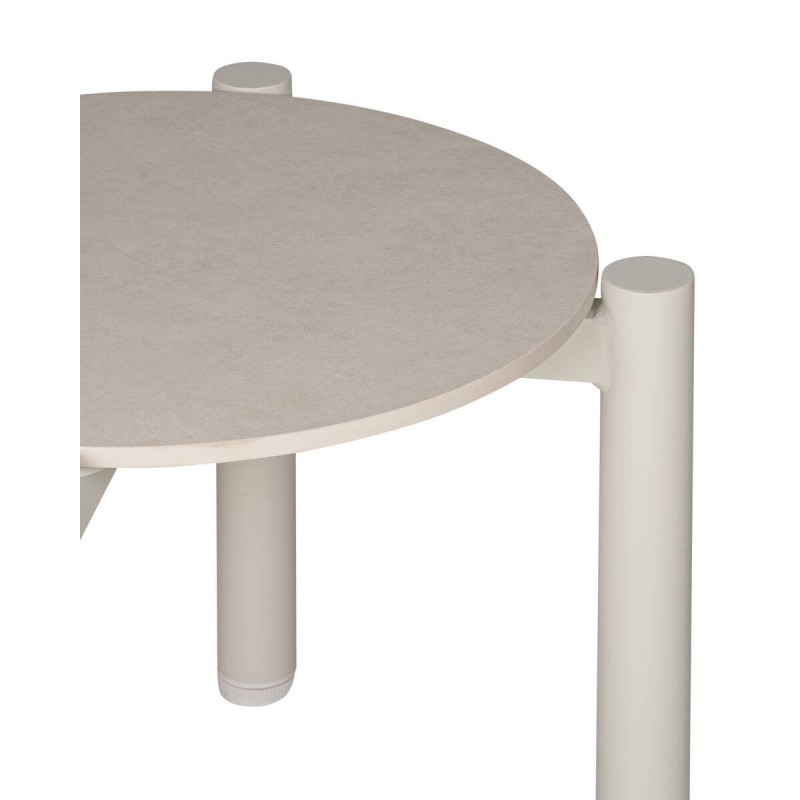 Mesa de centro riviera color crema de aluminio y tapa de cerámica 58x45cm