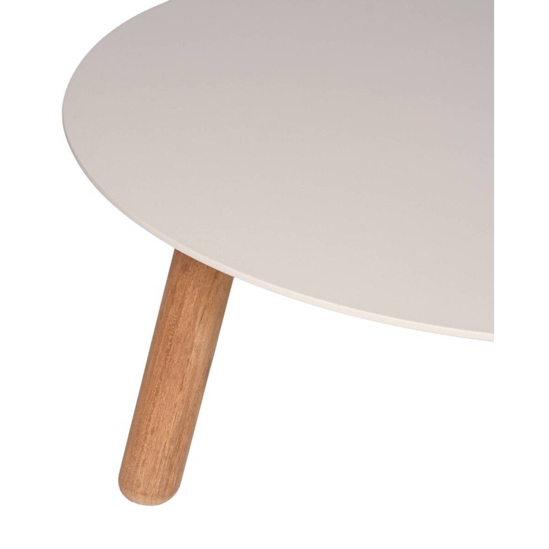 Mesa mocca de aluminio y patas de teca 60x28cm