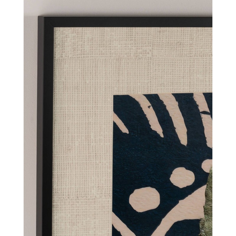 Cuadro decorativo jarrón floral en fondo verde y azul 100x100 cm