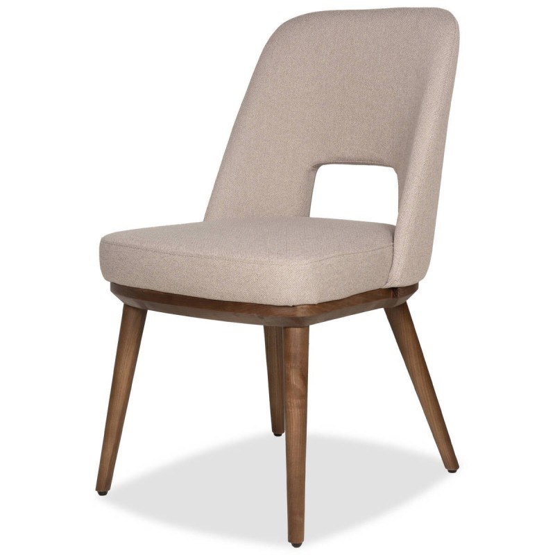 Silla de comedor nogalina tapizado gris y patas de nogal 58x48x82cm