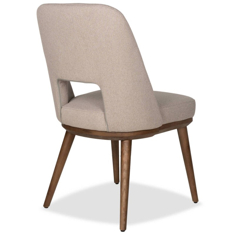 Silla de comedor nogalina tapizado gris y patas de nogal 58x48x82cm