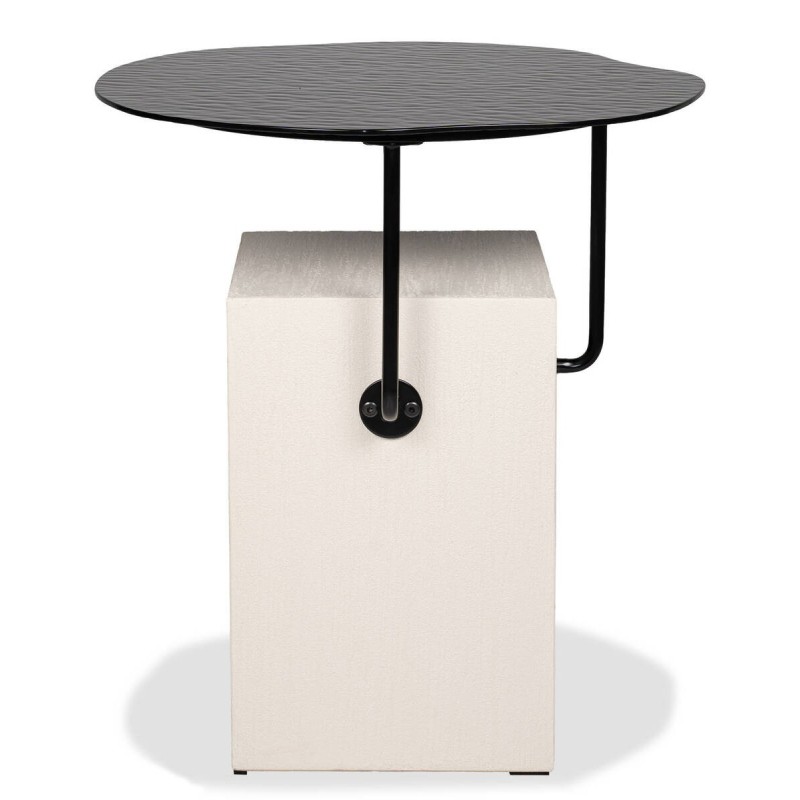 MESA AUXILIAR BRAN DE MICROCEMENTO Y CRISTAL NEGRO 50x54cm