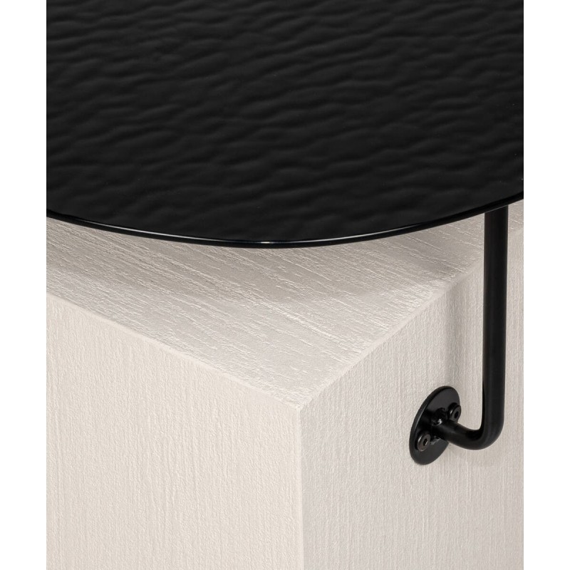 MESA AUXILIAR BRAN DE MICROCEMENTO Y CRISTAL NEGRO 50x54cm