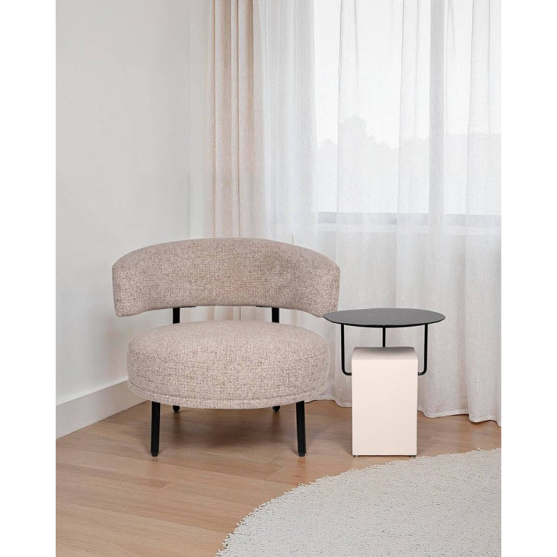 MESA AUXILIAR BRAN DE MICROCEMENTO Y CRISTAL NEGRO 50x54cm