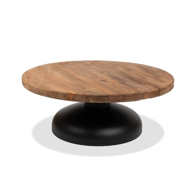 Mesa de centro aurona con tapa de pino reciclado y base negra 99x35cm