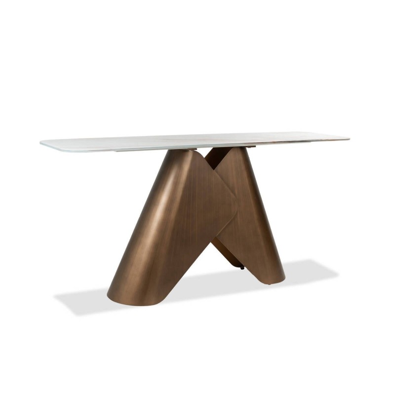 Consola fiamma con tapa efecto mármol y base de bronce 160x40x76cm