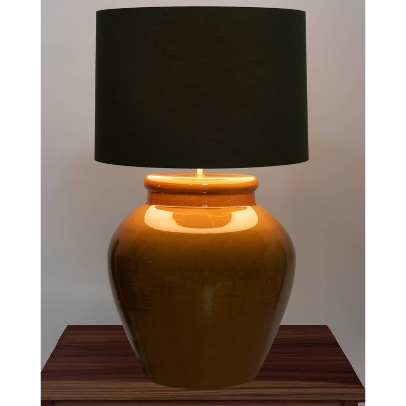 Lámpara de sobremesa clemen de cerámica esmaltada y pantalla oliva 42x80cm