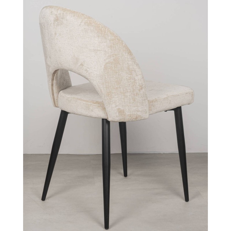 Silla Nara de comedor tapizada beige con patas negras