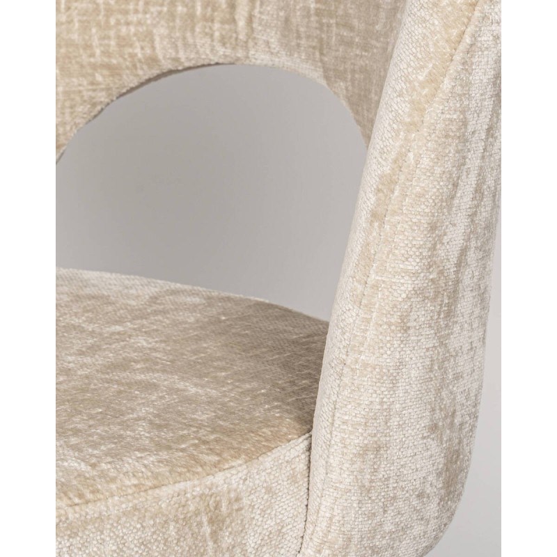 Silla Nara de comedor tapizada beige con patas negras