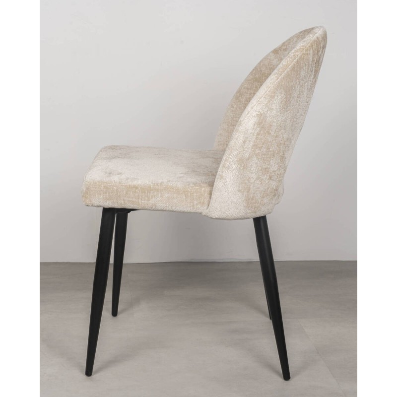 Silla Nara de comedor tapizada beige con patas negras