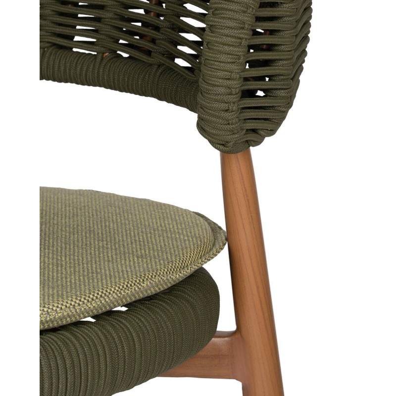 Silla laguna de exterior de aluminio y cuerda entrelazada verde oliva 57x57x76cm