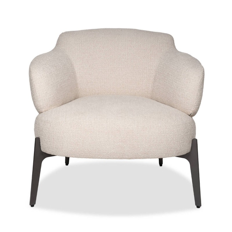 Sillón Milán beige con patas de metal gris 80x76x75cm
