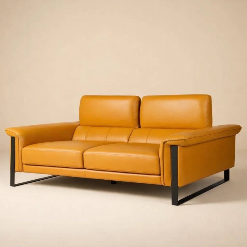 Sofá 3 plazas color mandarina - base de hierro 208x105x90cm