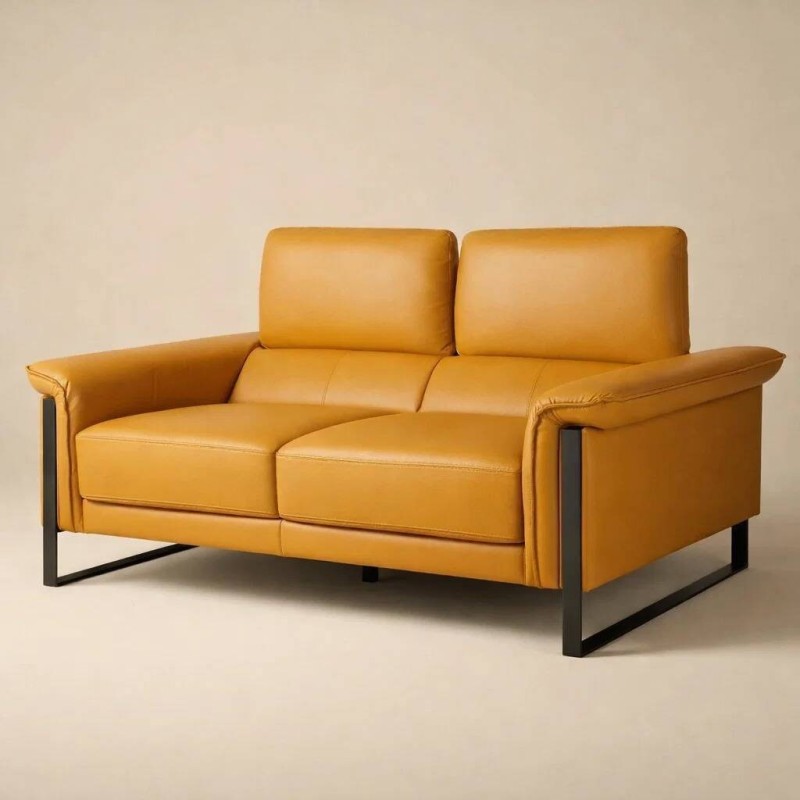 Sofá 2 plazas color mandarina - base de hierro 157x106x90cm