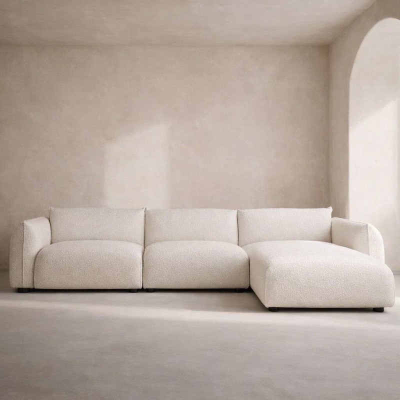 Sofá boreal de borreguillo crudo chaiselongue derecho 300x92x73cm