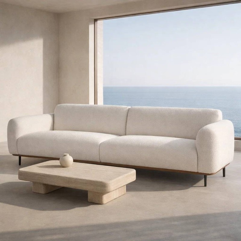 Sofá de borreguillo crudo 230x95x83cm