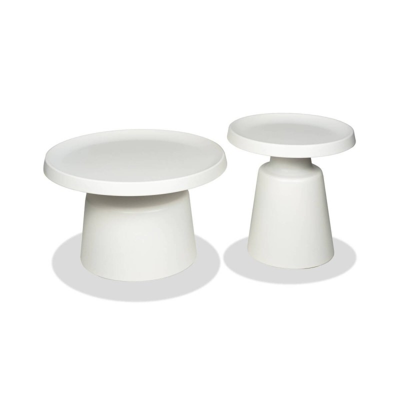 Set Eira de mesas de centro redondas de metal pintado en blanco