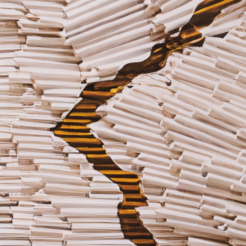 Lienzo Abstracto con Grieta Dorada 120x140 cm Marco Roble