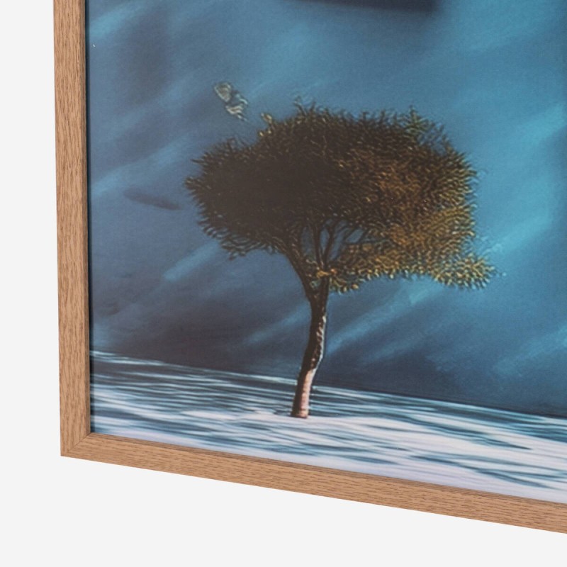 Cuadro Casa Azul Mediterránea 100x140 cm Cristal Templado