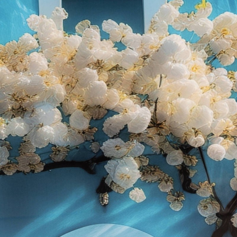 Cuadro Casa Azul Mediterránea 100x140 cm Cristal Templado