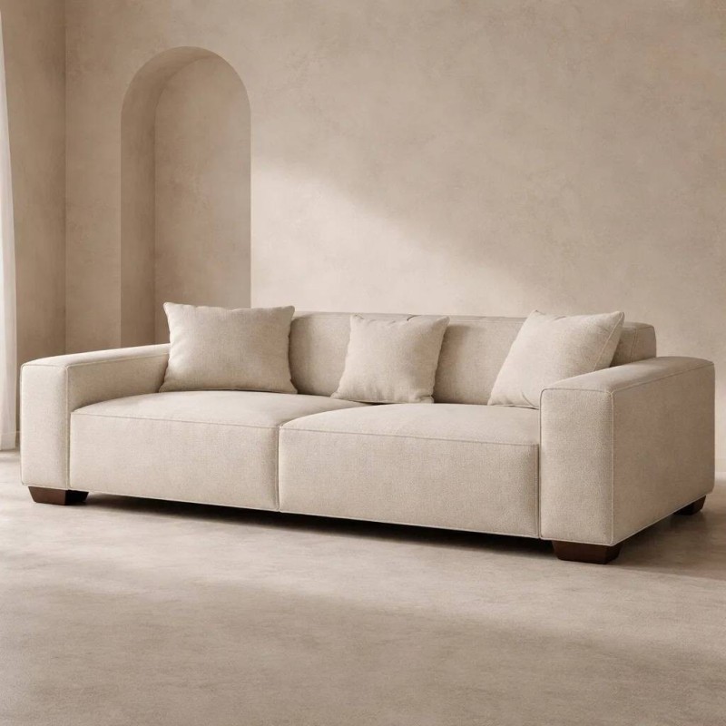 Sofá urbano 3 plazas tapizado beige 225x104x75 cm