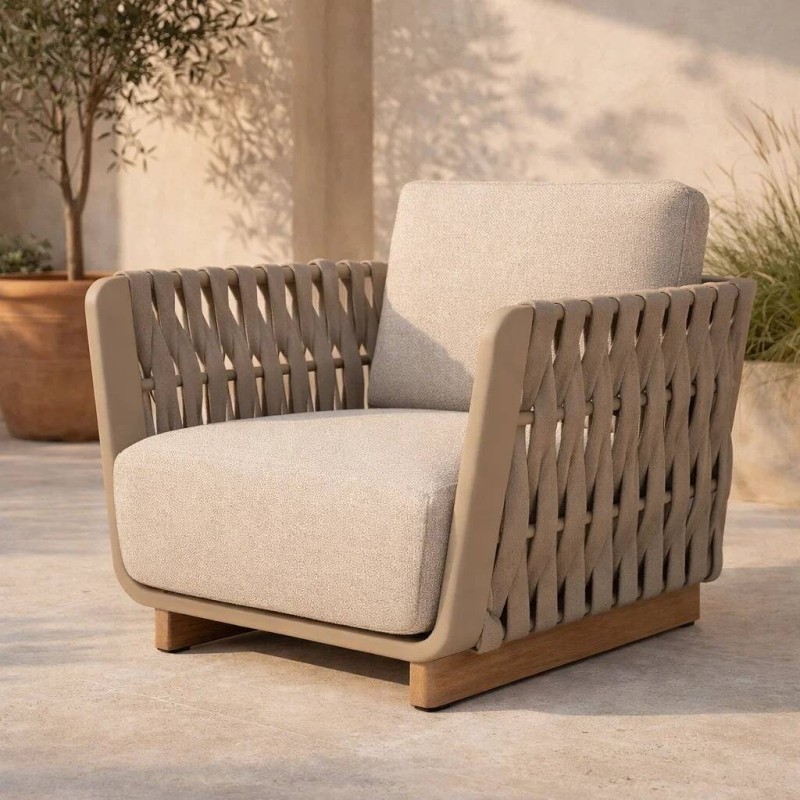 Sillón marrakech de exterior de aluminio taupe 92x93x80 cm
